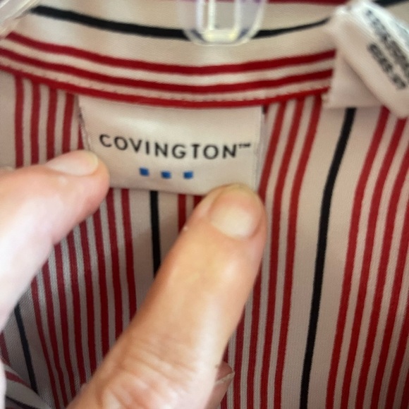 COVINGTON-women’s shirt Blouse Top Size LG Striped - Picture 2 of 6